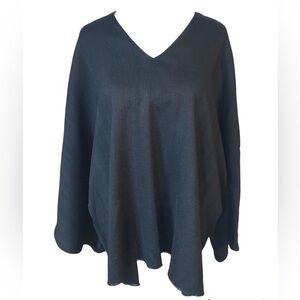 Dusan Black Wide Sleeve Wool Blend Top